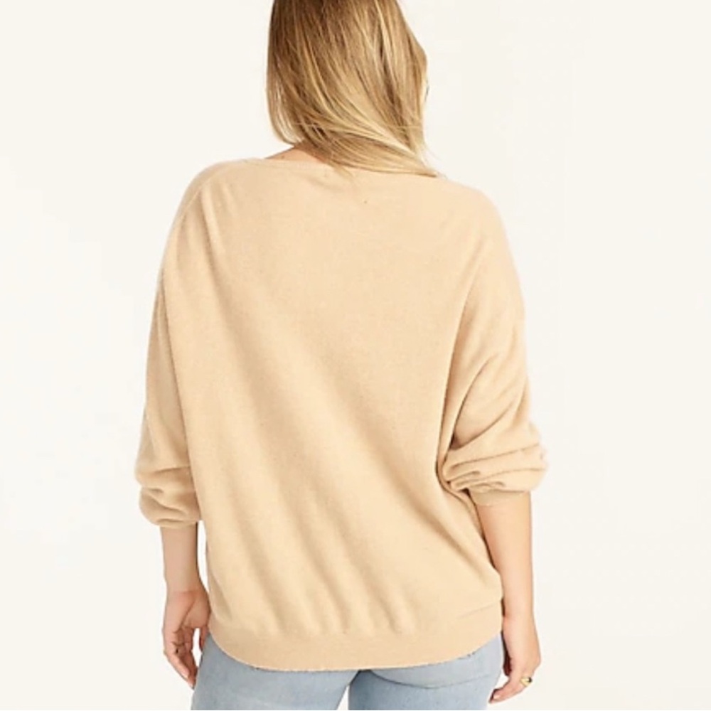 J. Crew 100% Cashmere Relaxed V-Neck Sweater Almond - Picture 3 of 9